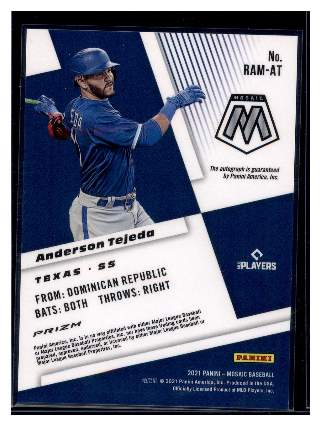 2021 Panini Mosaic #RAM-AT Anderson Tejeda Rookie Autographs Mosaic