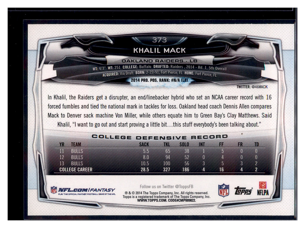 2014 Topps #373 Khalil Mack