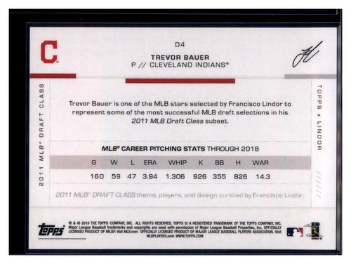 2019 Topps x Lindor #D4 Trevor Bauer 2011 MLB Draft Class