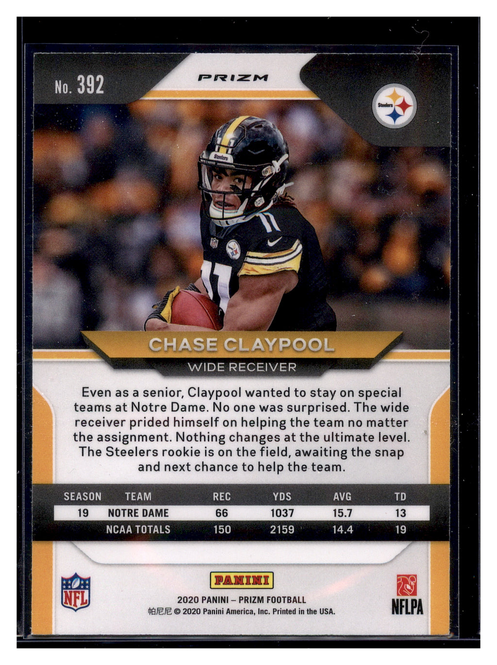 2020 Panini Prizm #392 Chase Claypool Prizm Red Ice