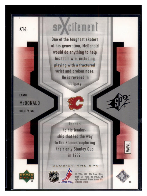2006-07 SPx #X14 Lanny McDonald SPXcitement Spectrum #/99