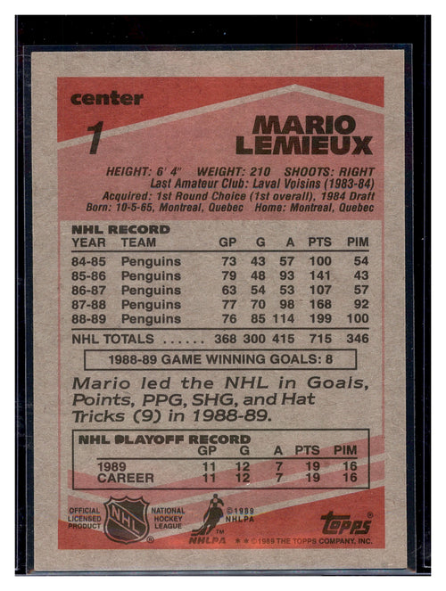 2000-01 O-Pee-Chee #9 Mario Lemieux Topps Mario Lemieux Reprints