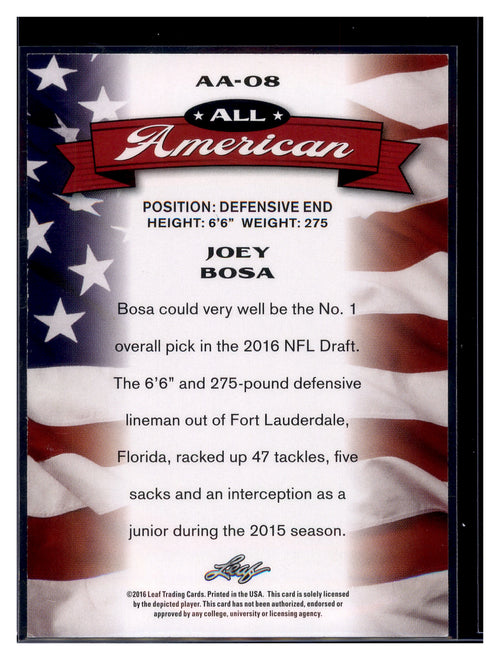 2016 Leaf Draft #AA-08 Joey Bosa All American
