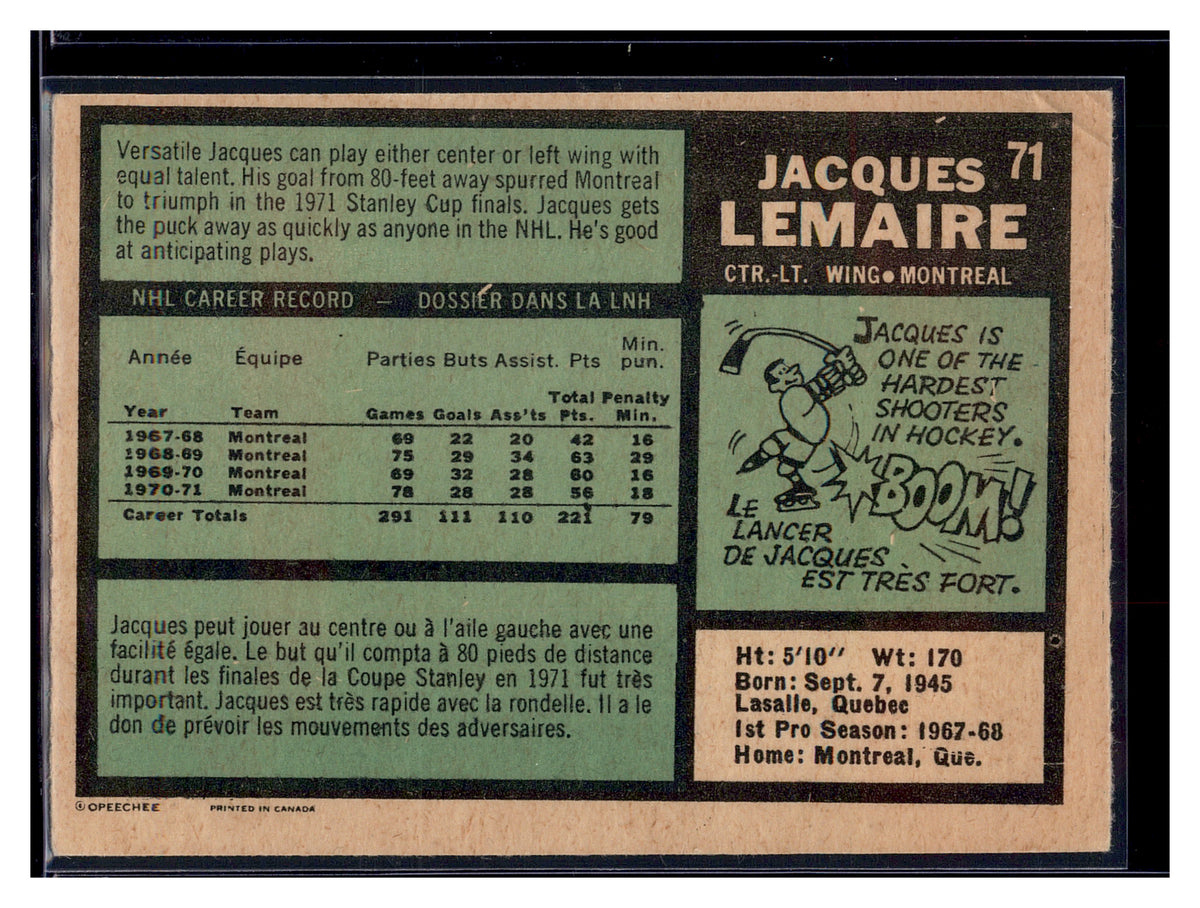 1971-72 Topps #71 Jacques Lemaire