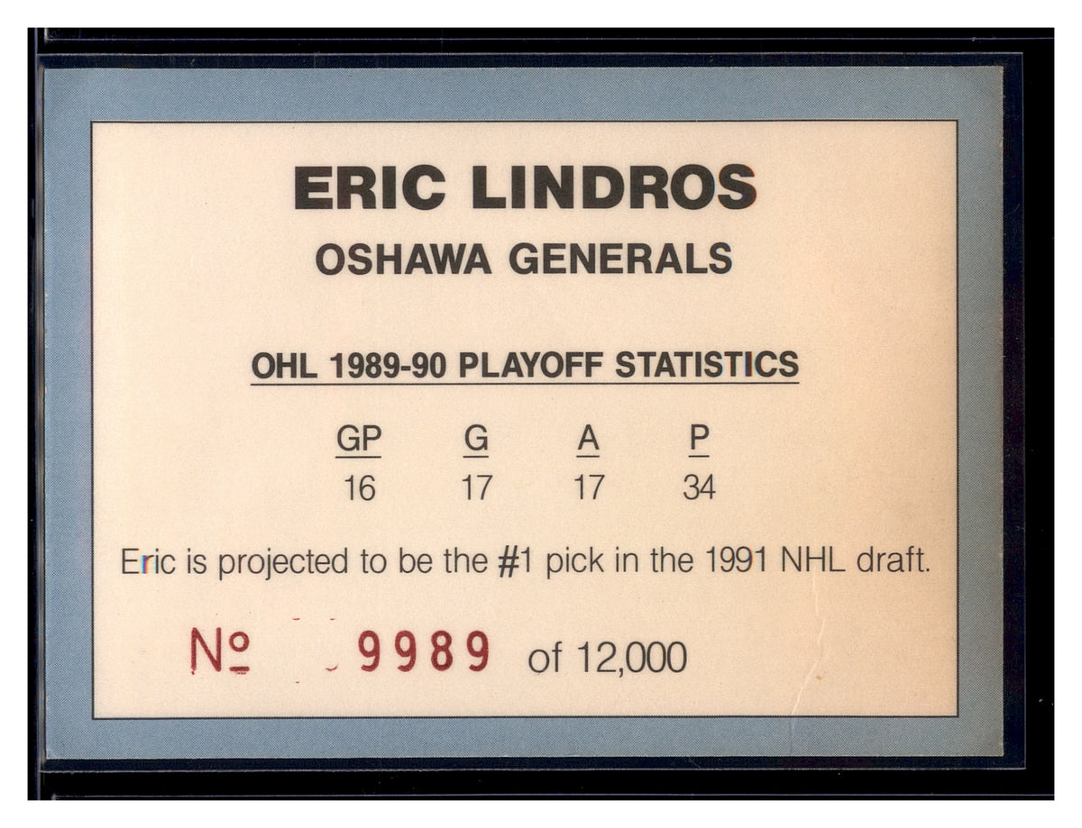 1990-91 Eric Lindros Oshawa Generals (unlicensed) #NNO Eric Lindros #/12000
