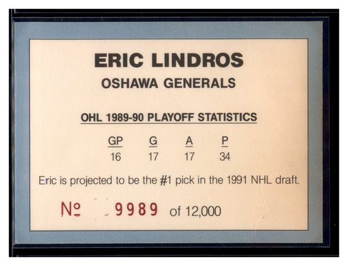 1990-91 Eric Lindros Oshawa Generals (unlicensed) #NNO Eric Lindros #/12000