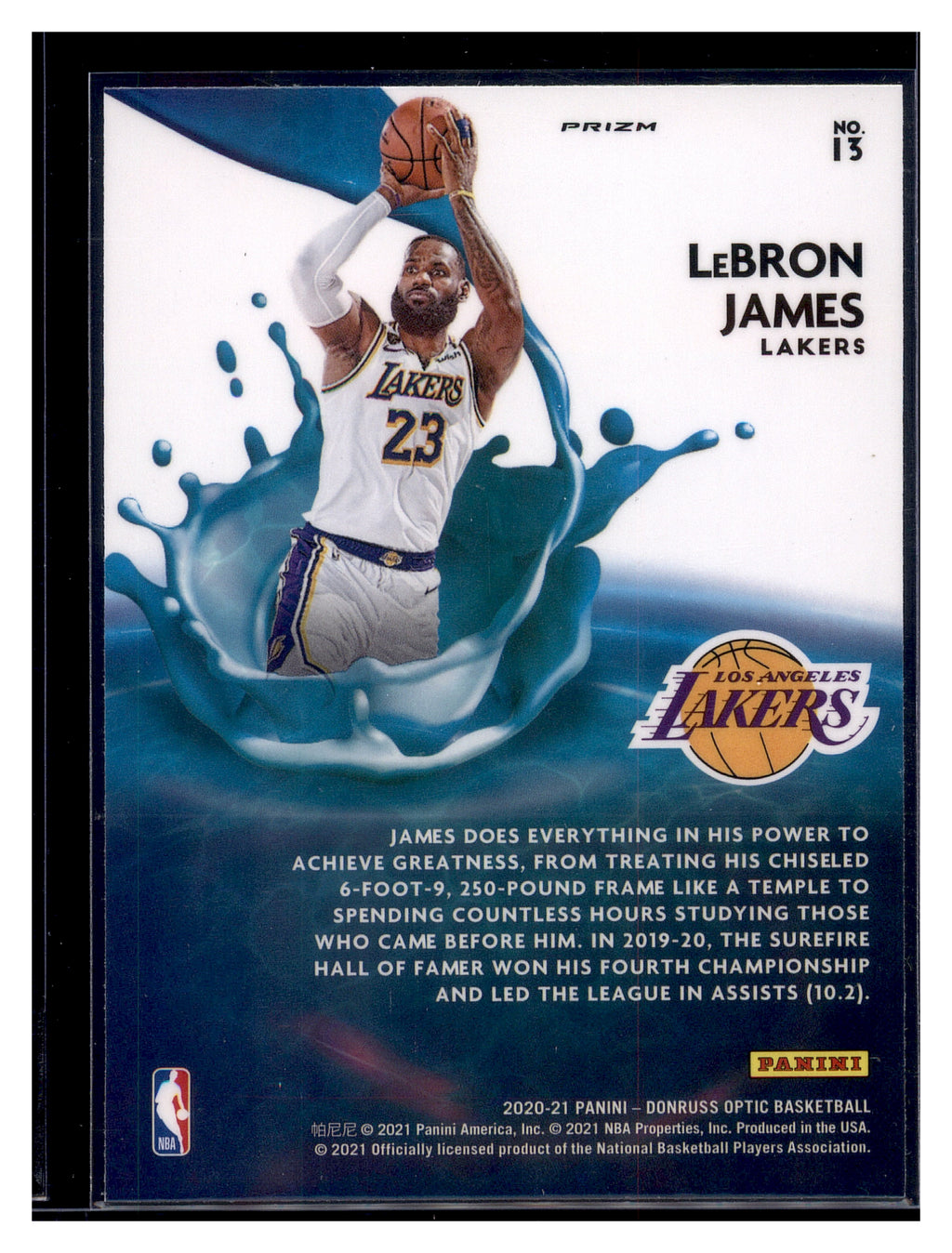 2020-21 Donruss Optic #13 LeBron James Splash! Holo