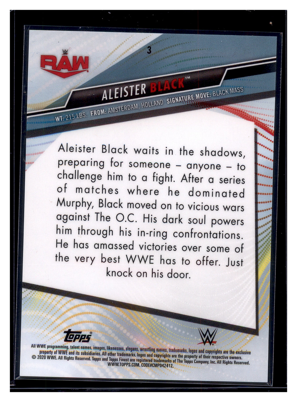 2020 Topps WWE Finest #3 Aleister Black Orange #/50