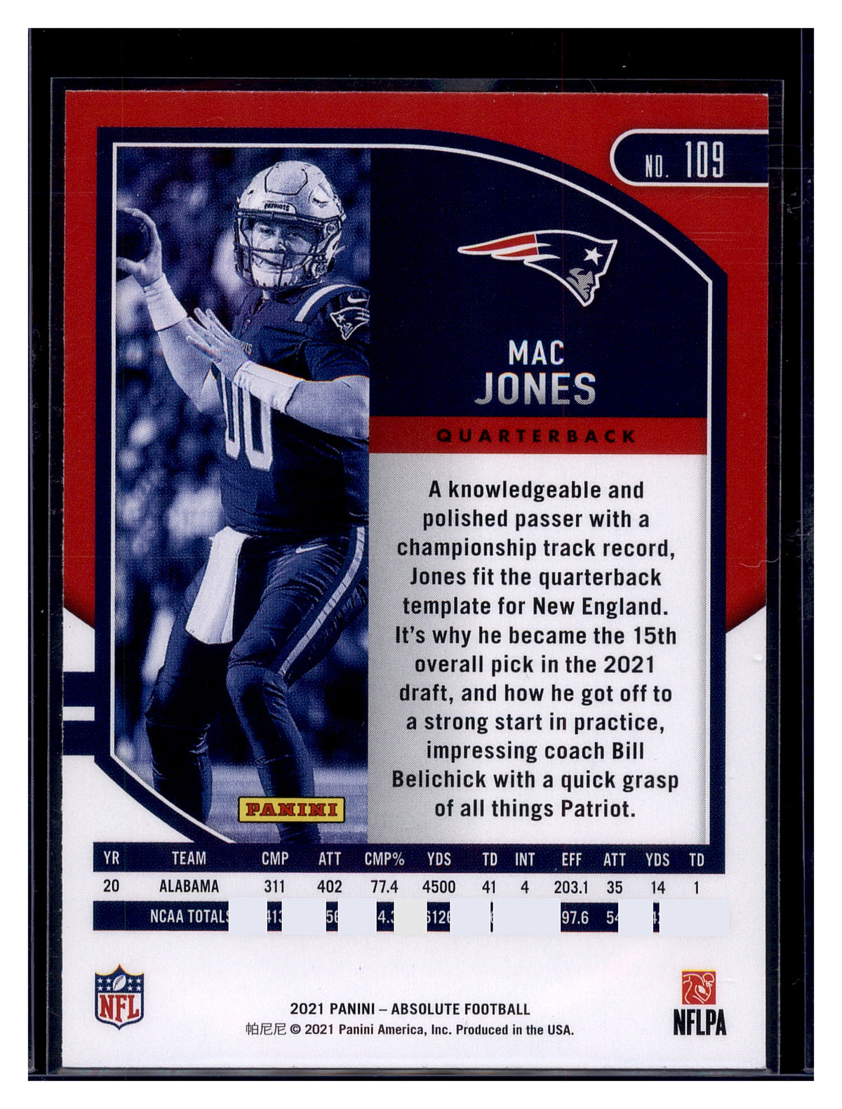 2021 Panini Absolute #109 Mac Jones #/250