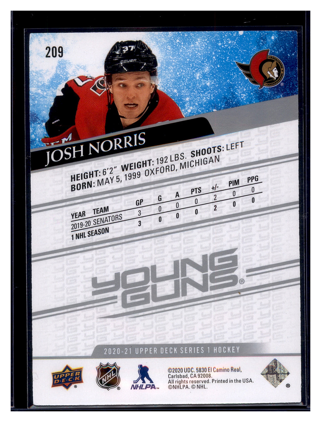 2020-21 Upper Deck #209 Josh Norris