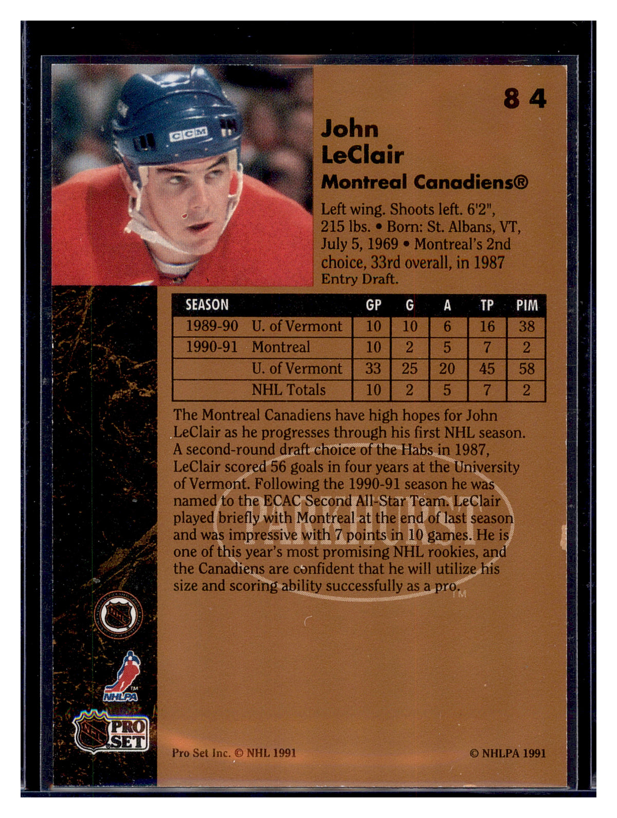 1991-92 Parkhurst #84 John LeClair