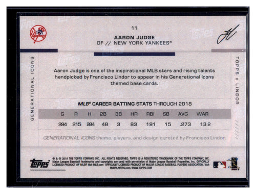 2019 Topps x Lindor #11 Aaron Judge