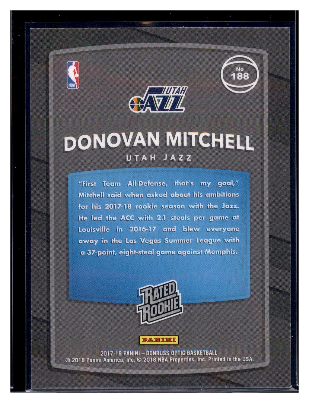 2017-18 Donruss Optic #188 Donovan Mitchell Red and Yellow