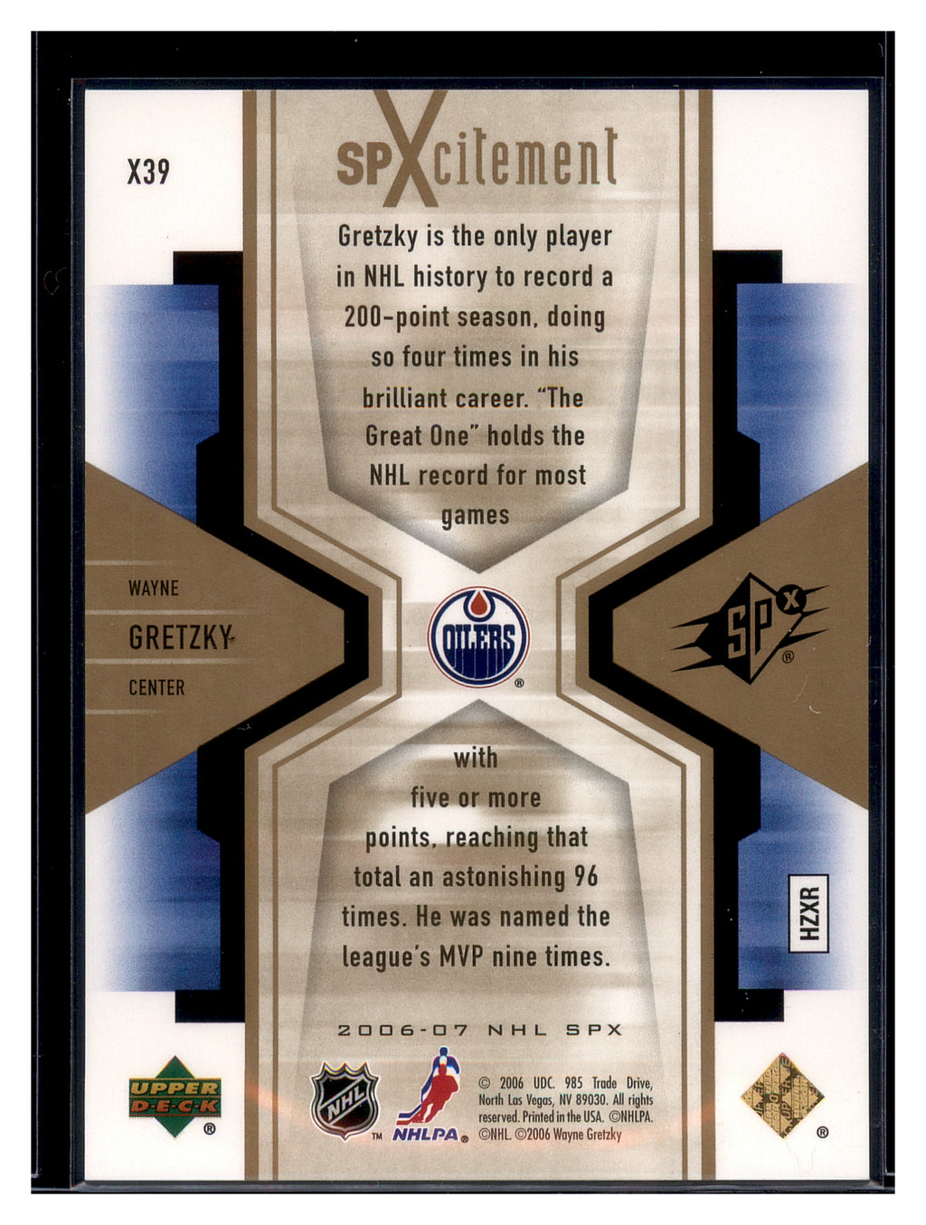 2006-07 SPx #X39 Wayne Gretzky SPXcitement #/999
