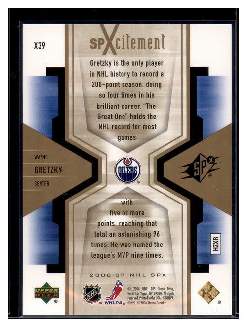 2006-07 SPx #X39 Wayne Gretzky SPXcitement #/999