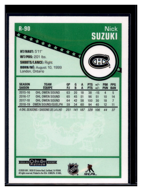 2019-20 O-Pee-Chee Platinum #R-90 Nick Suzuki Retro