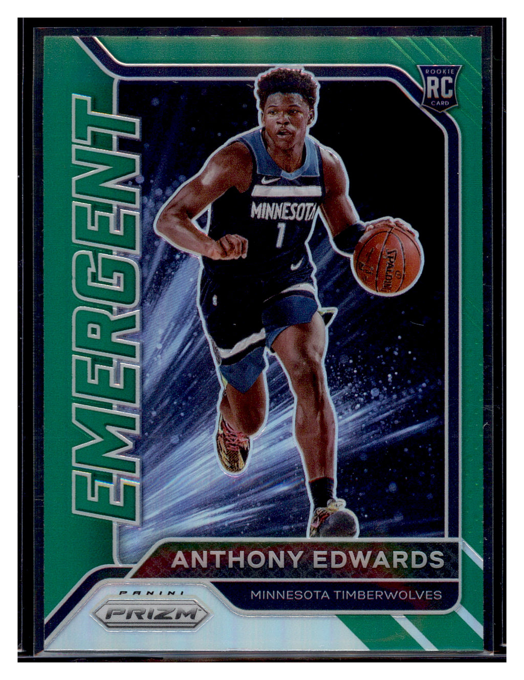 2020-21 Panini Prizm #3 Anthony Edwards Emergent Prizms Green
