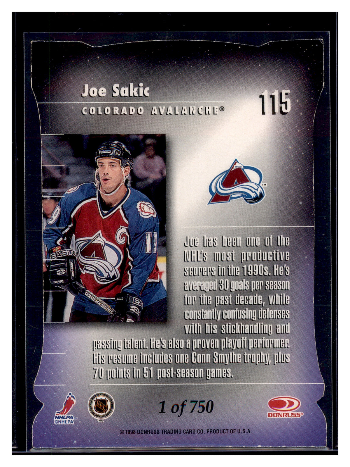 1997-98 Donruss Elite #115 Joe Sakic Aspirations /750