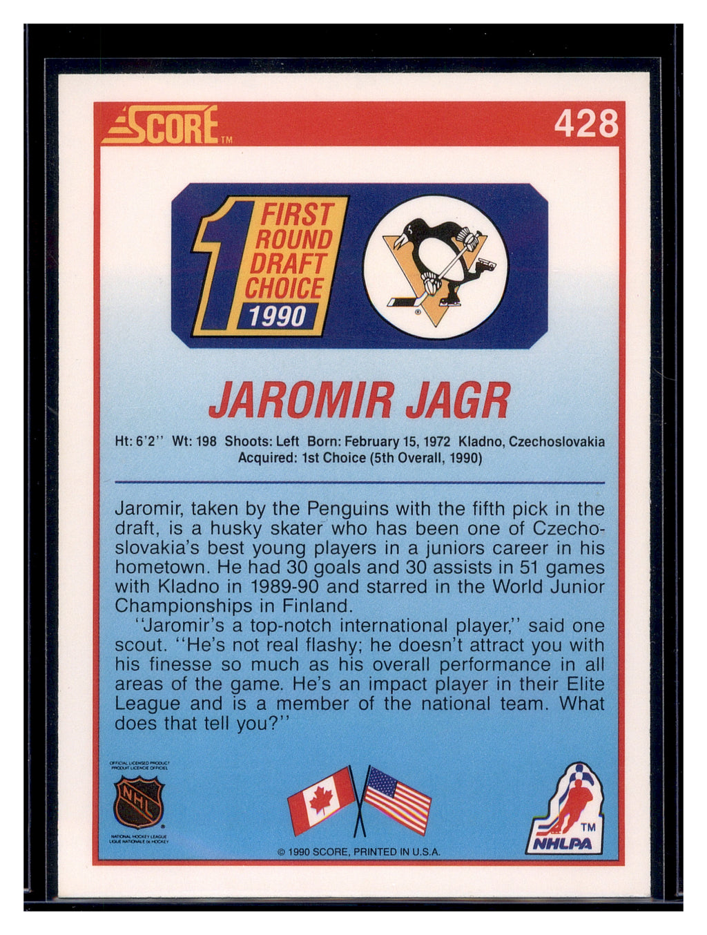 1990-91 Topps #NNO Checklist UER Jaromir Jagr