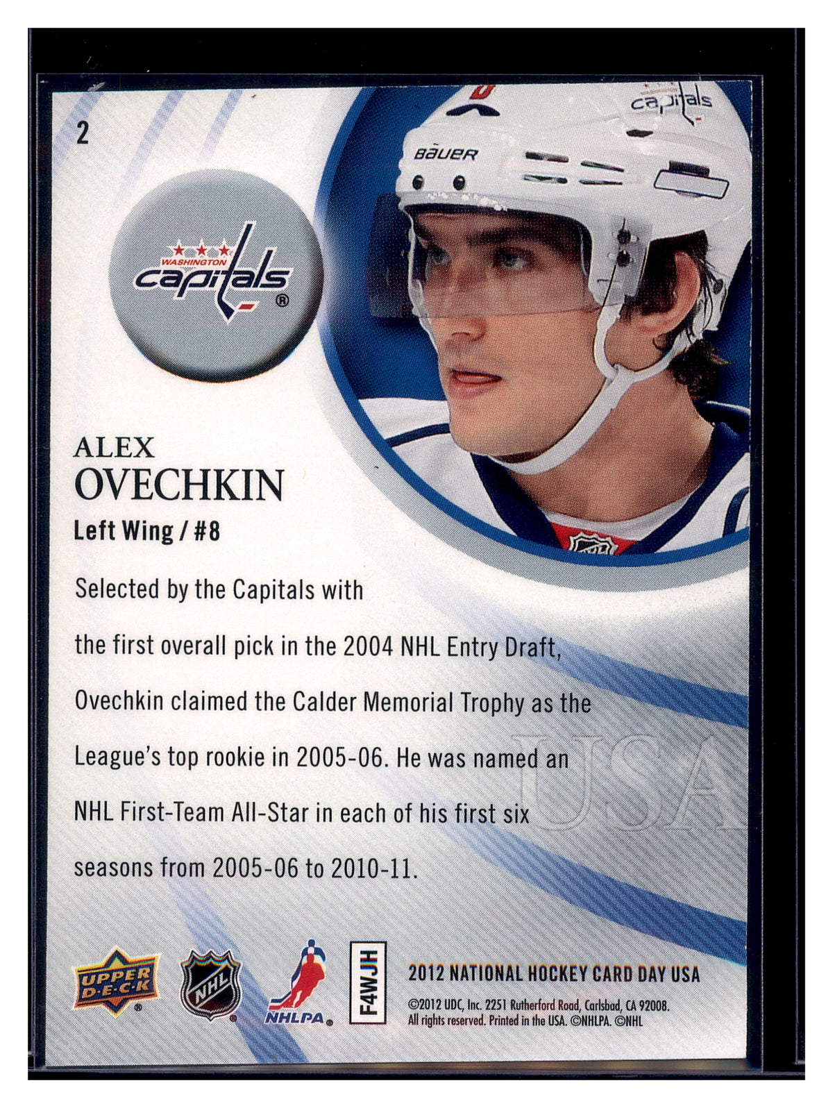 2012 Upper Deck National Hockey Card Day USA #2 Alex Ovechkin