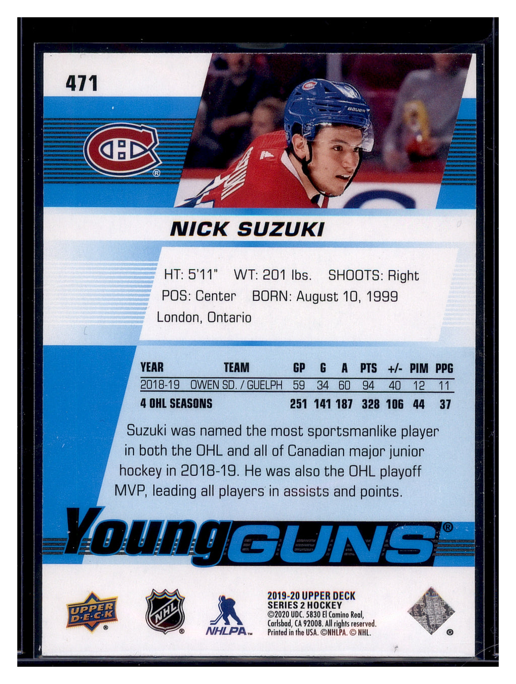 2019-20 Upper Deck #471 Nick Suzuki