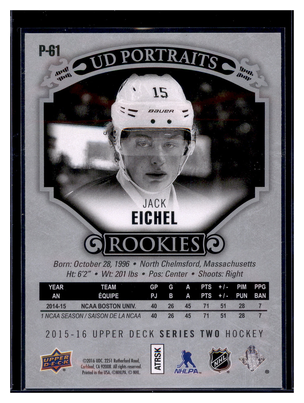 2015-16 Upper Deck #P-61 Jack Eichel UD Portraits